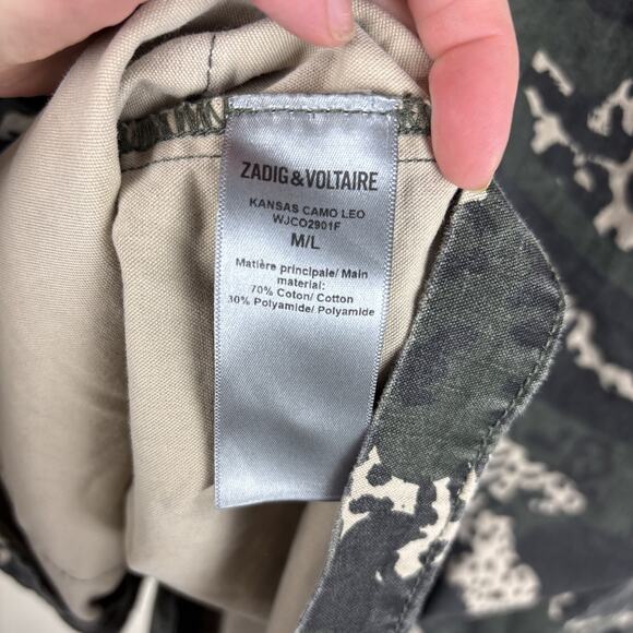 Zadig & Voltaire Kansas Camo Leo Utility Jacket Parka in Green Womens Size M/L - Picture 9 of 12